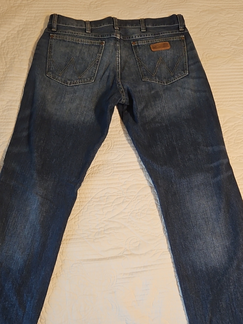 Wrangler Men's Blue Bootcut Jeans with Signature Back Pockets